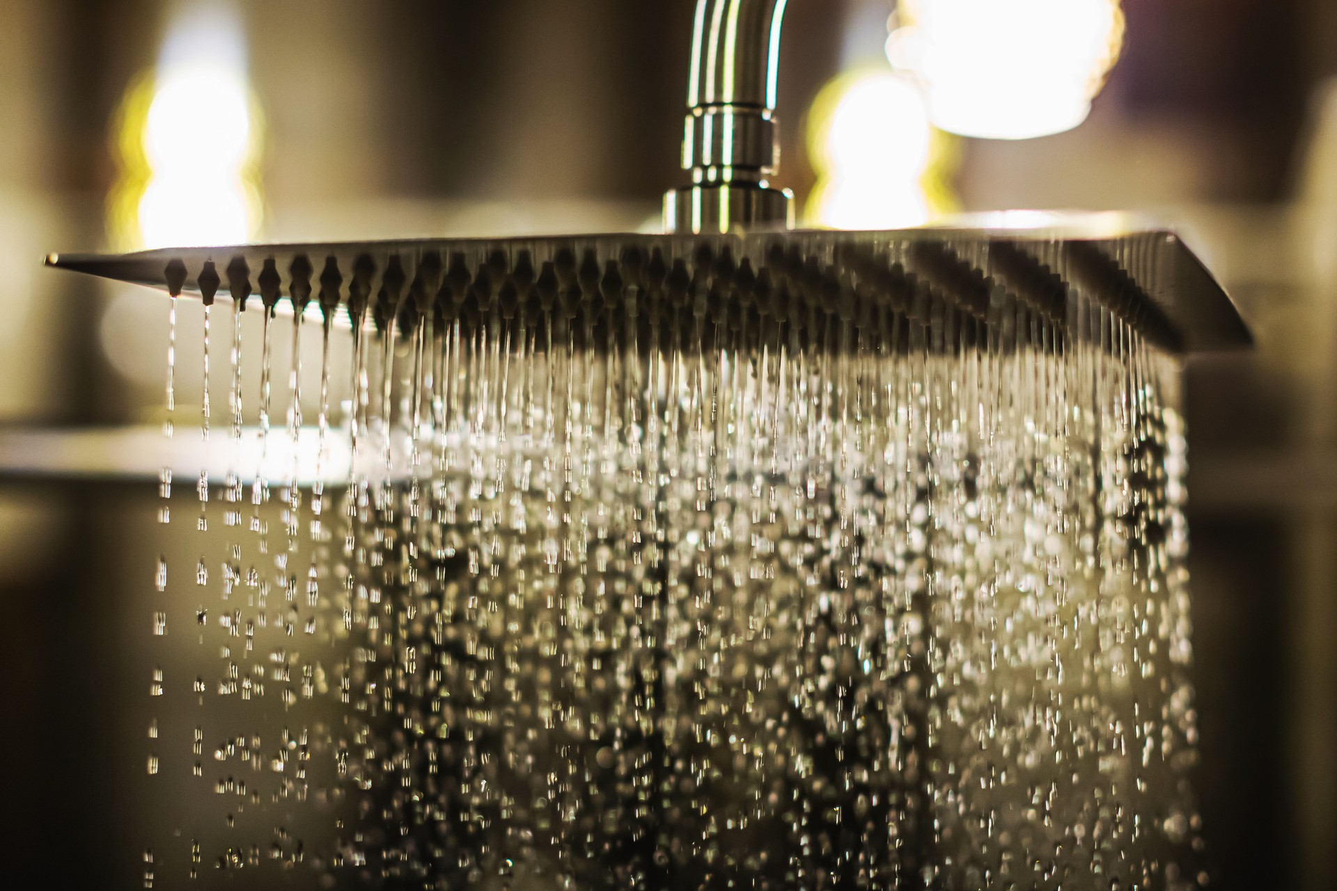 Shower in the bathroom. Water drops