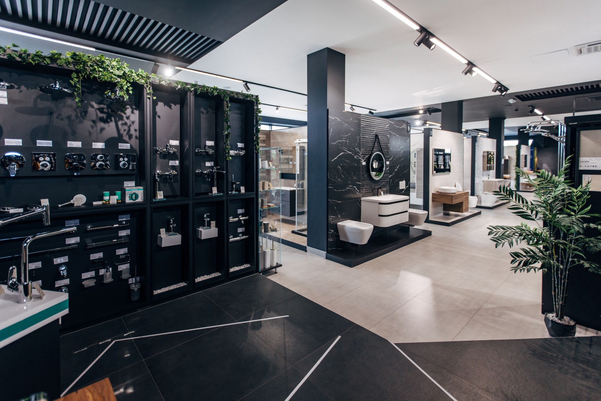 Bathroom equipment in showroom